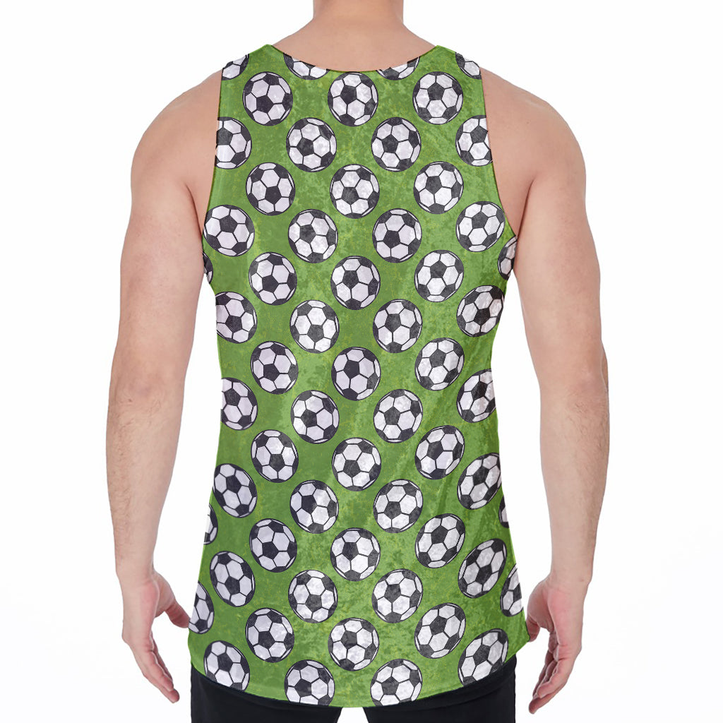 Green Soccer Ball Pattern Print Men's Velvet Tank Top