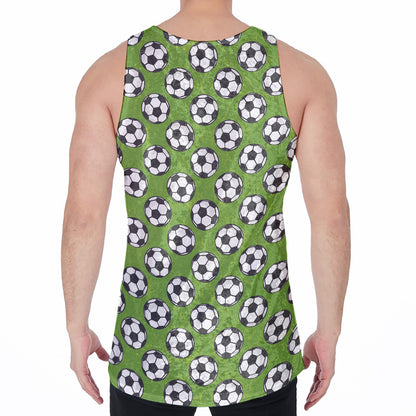 Green Soccer Ball Pattern Print Men's Velvet Tank Top
