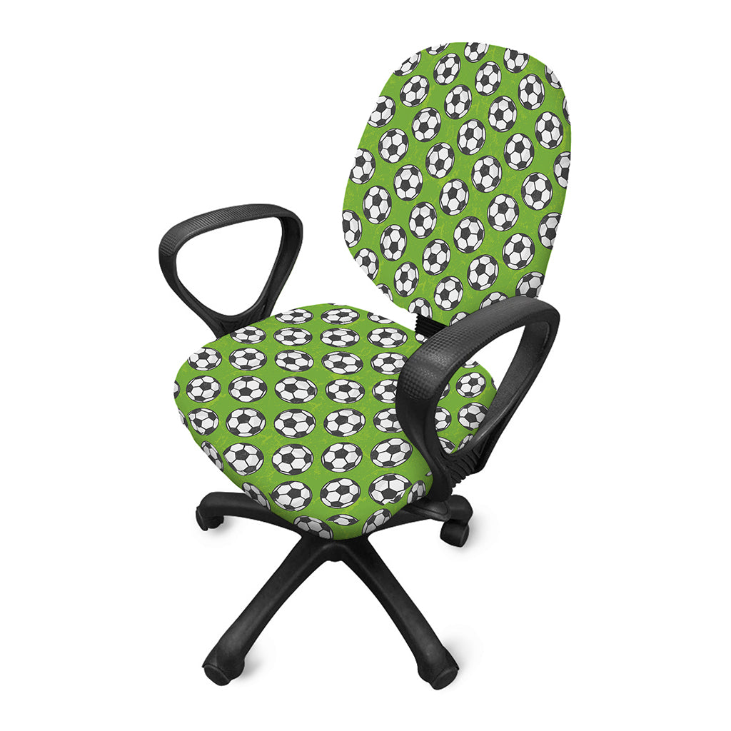 Green Soccer Ball Pattern Print Office Chair Cover