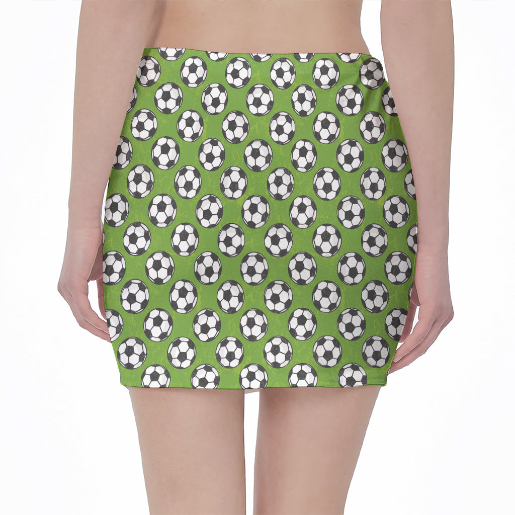 Green Soccer Ball Pattern Print Pencil Mini Skirt