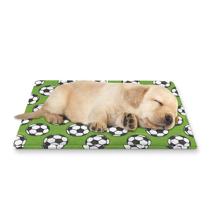 Green Soccer Ball Pattern Print Pet Cooling Mat Cover