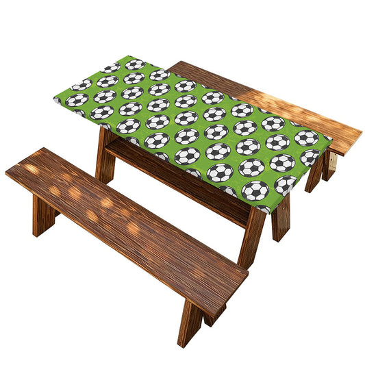 Green Soccer Ball Pattern Print Picnic Table Cover