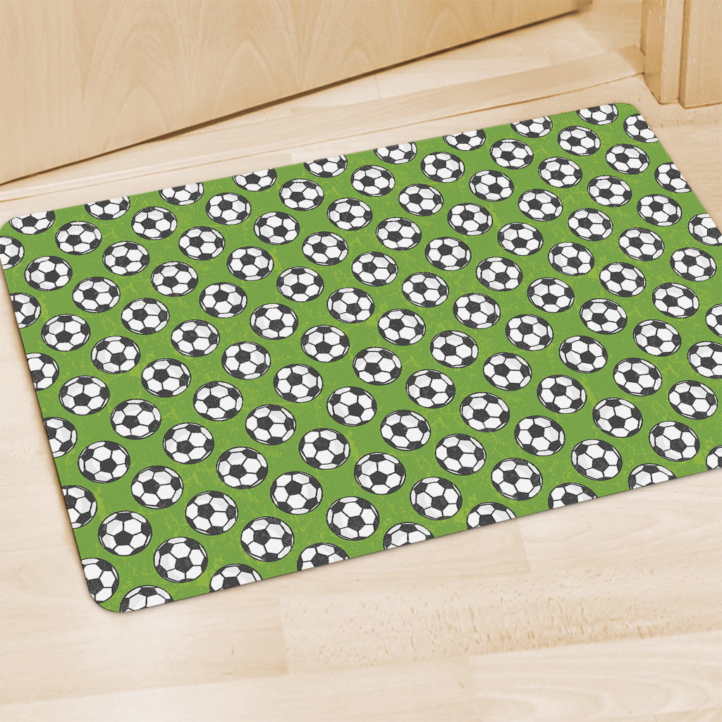 Green Soccer Ball Pattern Print Polyester Doormat