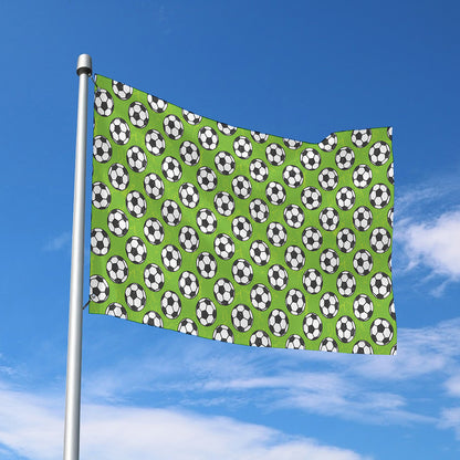 Green Soccer Ball Pattern Print Polyester Flag