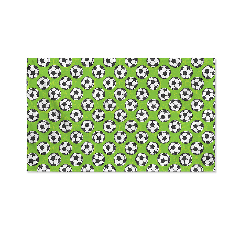 Green Soccer Ball Pattern Print Polyester Flag