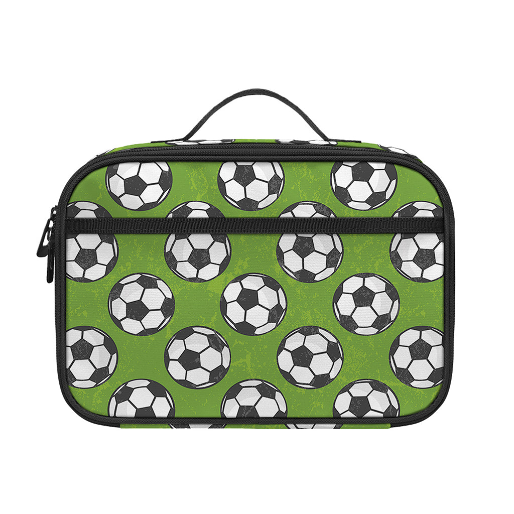 Green Soccer Ball Pattern Print Portable Lunch Bag