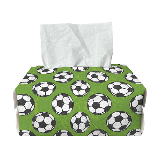 Green Soccer Ball Pattern Print Rectangle Tissue Box Cover