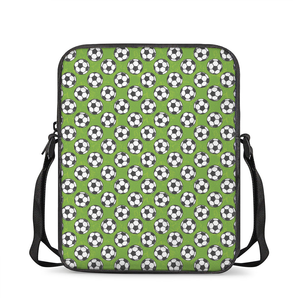 Green Soccer Ball Pattern Print Rectangular Crossbody Bag