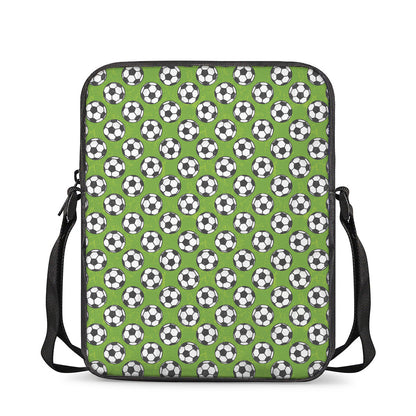 Green Soccer Ball Pattern Print Rectangular Crossbody Bag