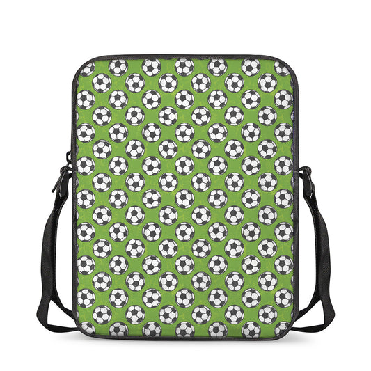 Green Soccer Ball Pattern Print Rectangular Crossbody Bag