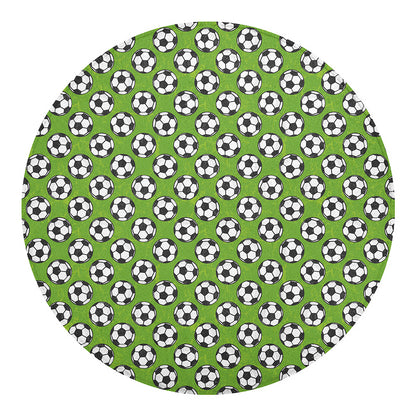 Green Soccer Ball Pattern Print Round Blanket
