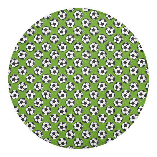 Green Soccer Ball Pattern Print Round Blanket