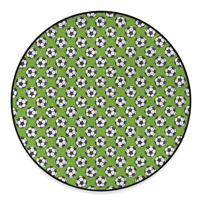 Green Soccer Ball Pattern Print Round Floor Mat