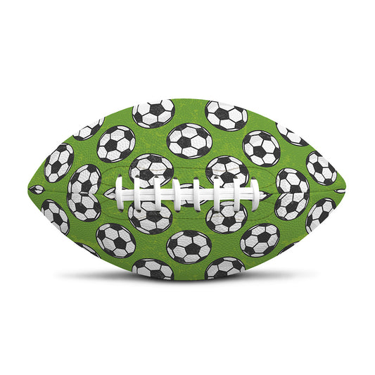 Green Soccer Ball Pattern Print Rugby Ball