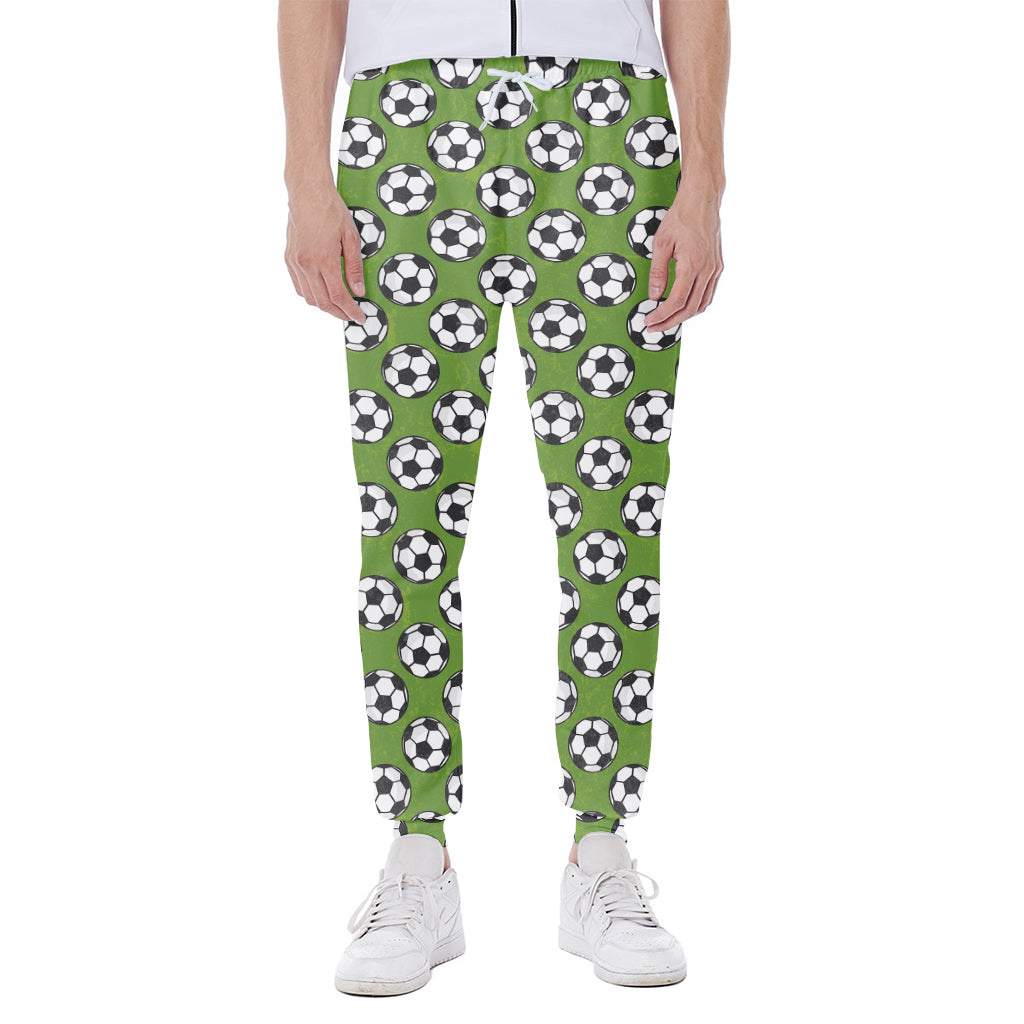 Green Soccer Ball Pattern Print Scuba Joggers