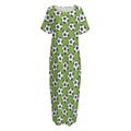 Green Soccer Ball Pattern Print Short Sleeve Long Nightdress
