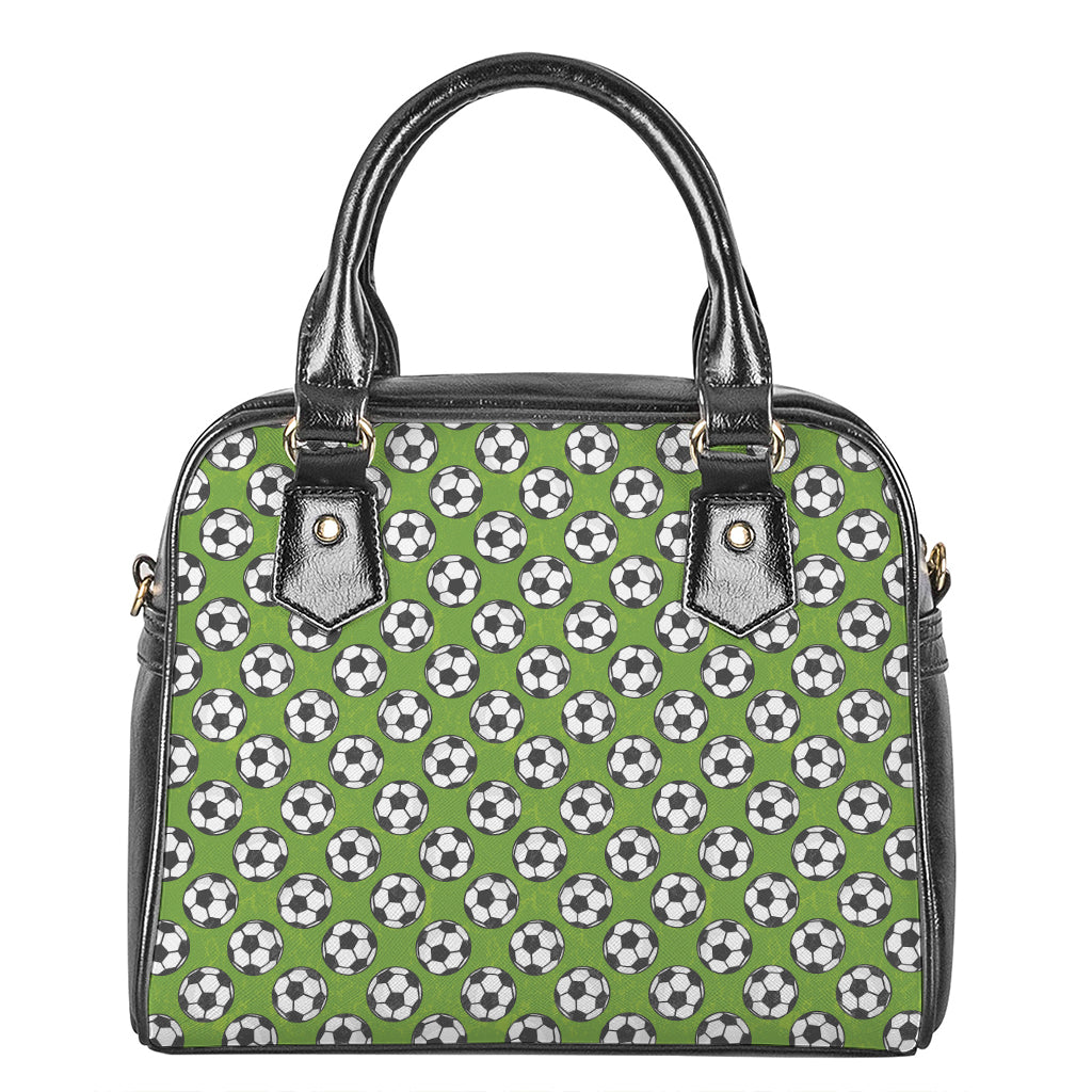 Green Soccer Ball Pattern Print Shoulder Handbag