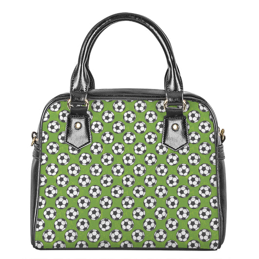 Green Soccer Ball Pattern Print Shoulder Handbag