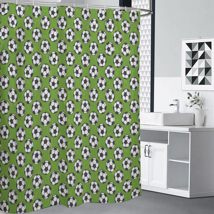 Green Soccer Ball Pattern Print Shower Curtain