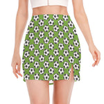 Green Soccer Ball Pattern Print Side Slit Mini Skirt