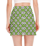 Green Soccer Ball Pattern Print Side Slit Mini Skirt