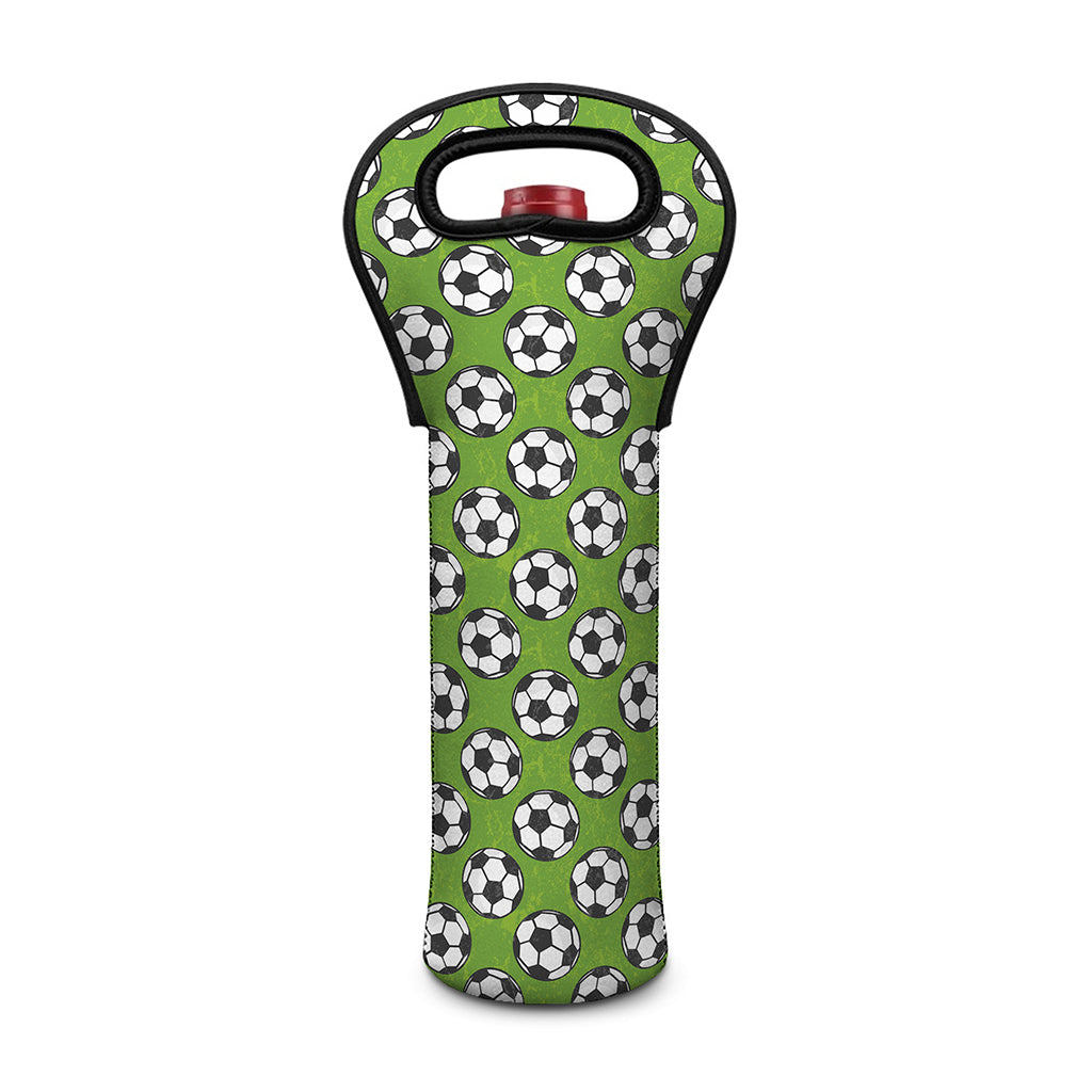 Green Soccer Ball Pattern Print Single Neoprene Wine Tote