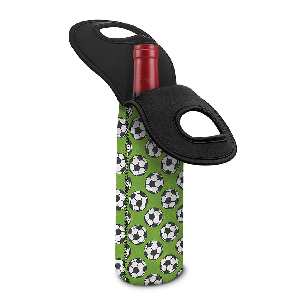 Green Soccer Ball Pattern Print Single Neoprene Wine Tote