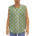 Green Soccer Ball Pattern Print Sleeveless Baseball Jersey