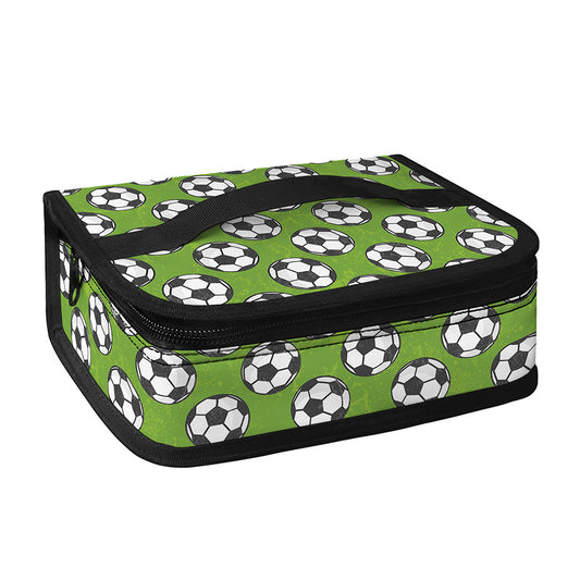 Green Soccer Ball Pattern Print Small Lunch Bag