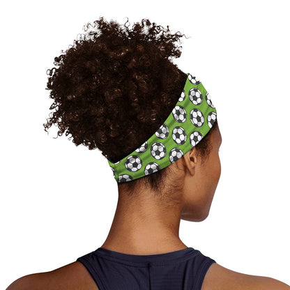 Green Soccer Ball Pattern Print Sports Headband