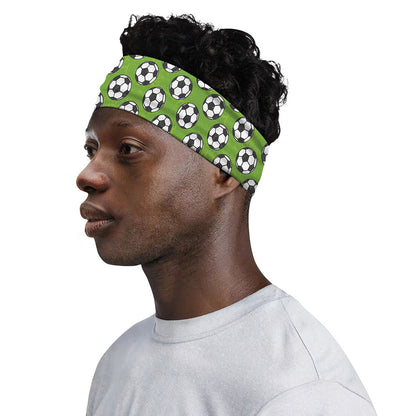 Green Soccer Ball Pattern Print Sports Headband