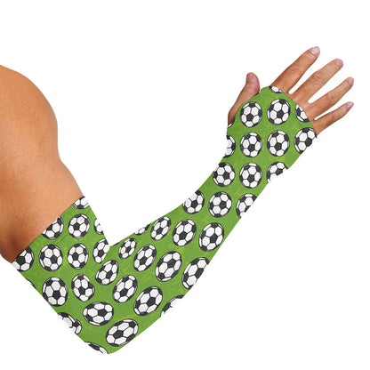 Green Soccer Ball Pattern Print Sun Protection Arm Sleeves