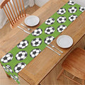 Green Soccer Ball Pattern Print Table Runner