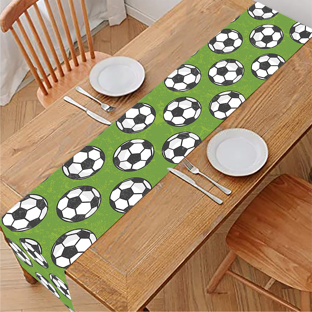 Green Soccer Ball Pattern Print Table Runner