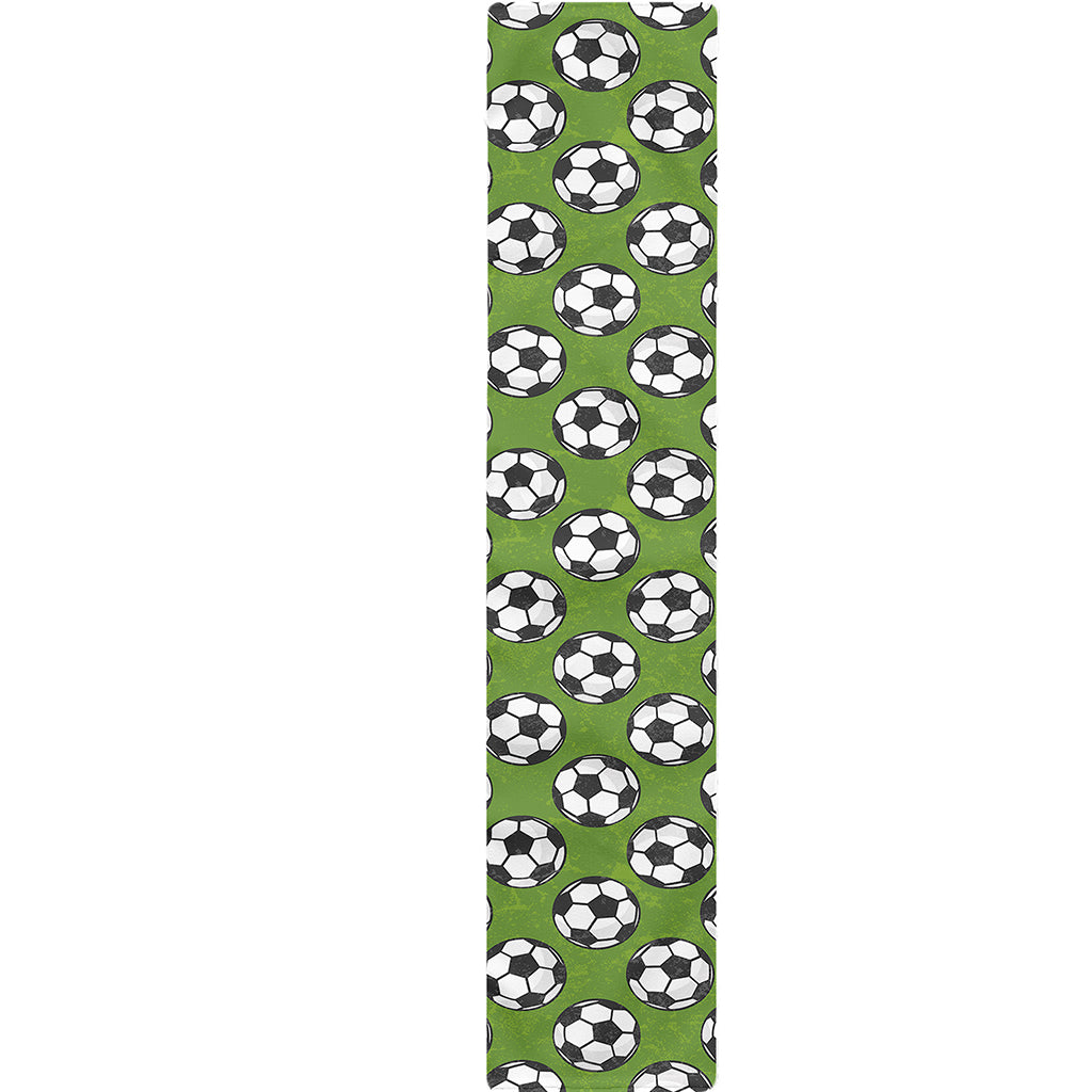 Green Soccer Ball Pattern Print Table Runner