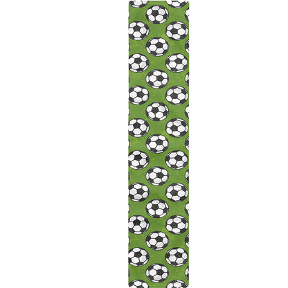 Green Soccer Ball Pattern Print Table Runner