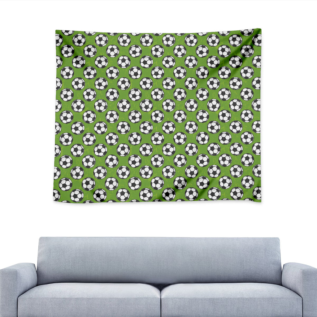 Green Soccer Ball Pattern Print Tapestry