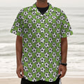 Green Soccer Ball Pattern Print Textured Short Sleeve Shirt