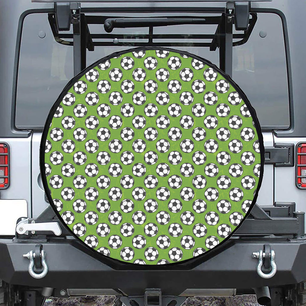 Green Soccer Ball Pattern Print Tire Cover