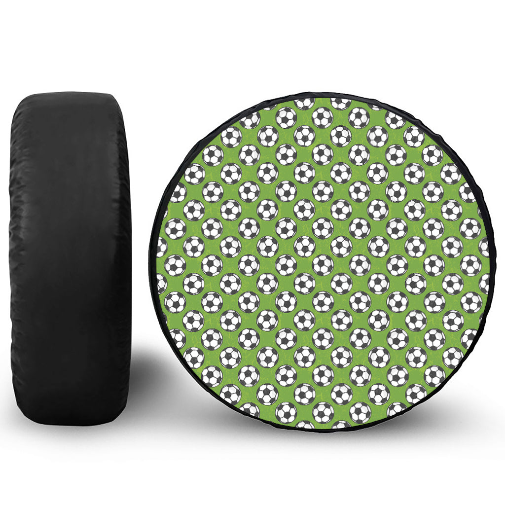 Green Soccer Ball Pattern Print Tire Cover