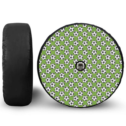 Green Soccer Ball Pattern Print Tire Cover With Camera Hole