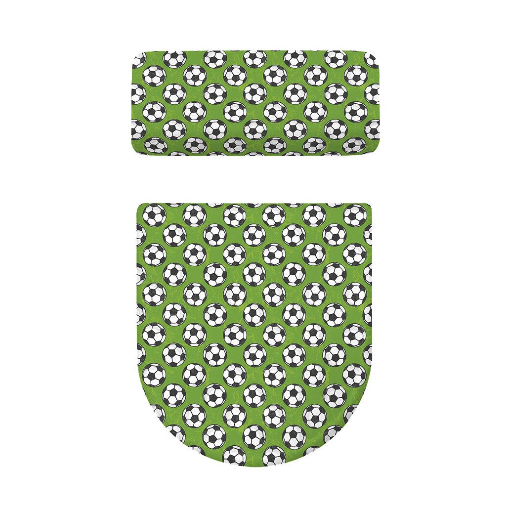 Green Soccer Ball Pattern Print Toilet Lid And Tank Cover Set