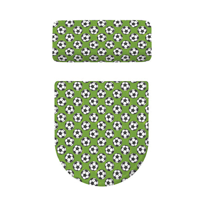 Green Soccer Ball Pattern Print Toilet Lid And Tank Cover Set