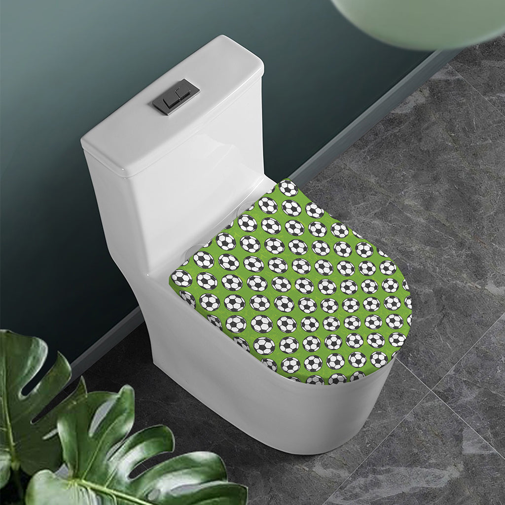 Green Soccer Ball Pattern Print Toilet Lid Cover