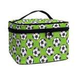 Green Soccer Ball Pattern Print Travel Makeup Bag