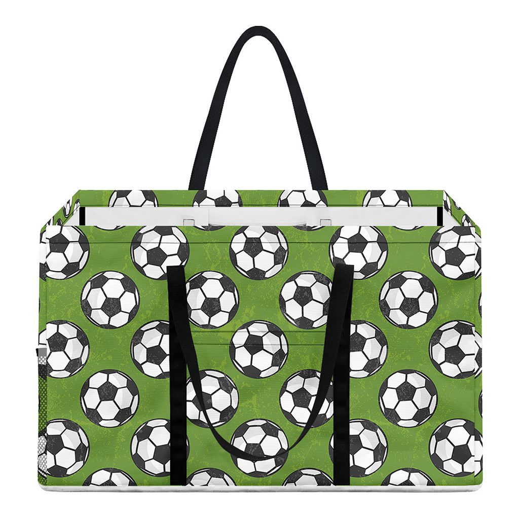 Green Soccer Ball Pattern Print Utility Tote Bag