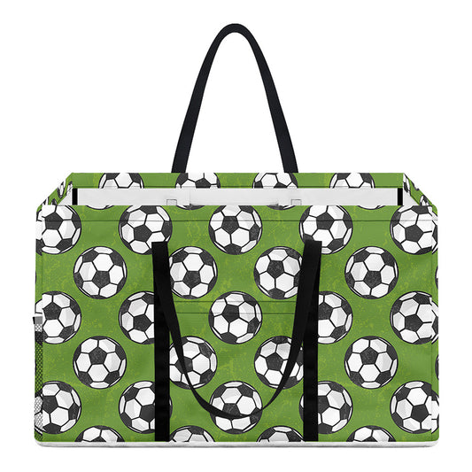 Green Soccer Ball Pattern Print Utility Tote Bag