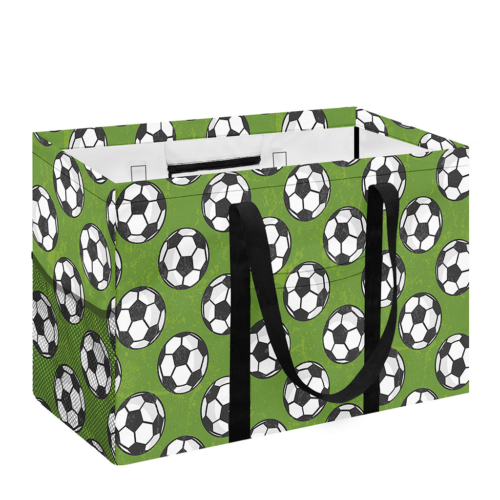 Green Soccer Ball Pattern Print Utility Tote Bag