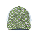 Green Soccer Ball Pattern Print White Mesh Trucker Cap