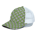 Green Soccer Ball Pattern Print White Mesh Trucker Cap